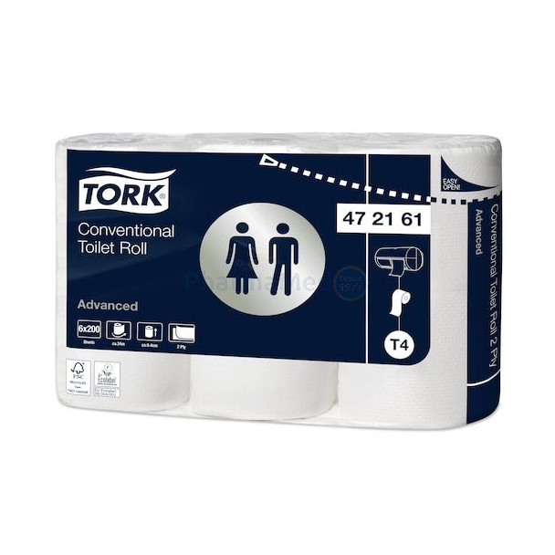 Tork Papier toilette traditionnel Advanced 200cp - 2 plis - 48 rlx