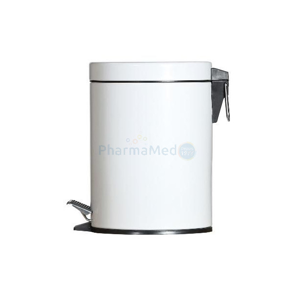 Poubelle à pédale 5L métal blanc - 1pc