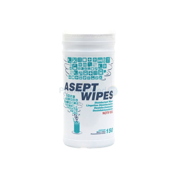 Lingettes désinfectantes PT1 ASEPT WIPES blanc 20x20cm - 150pc