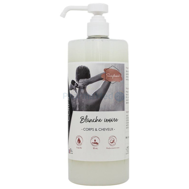 Gel douche Blanche Ivoire corps et cheveux parfum jasmin/coco - 1L