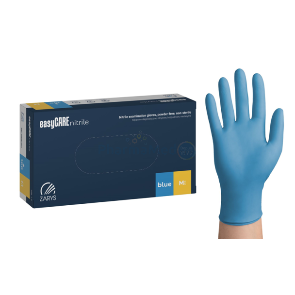 Gants nitrile Easycare bleu sans poudre - Médium - 100pc