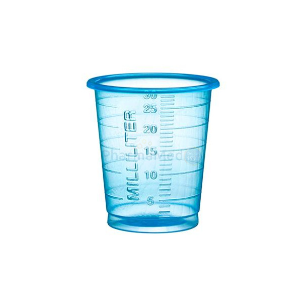 Medicatiecup 30ml hoog/smal - Blauw - 60x80st