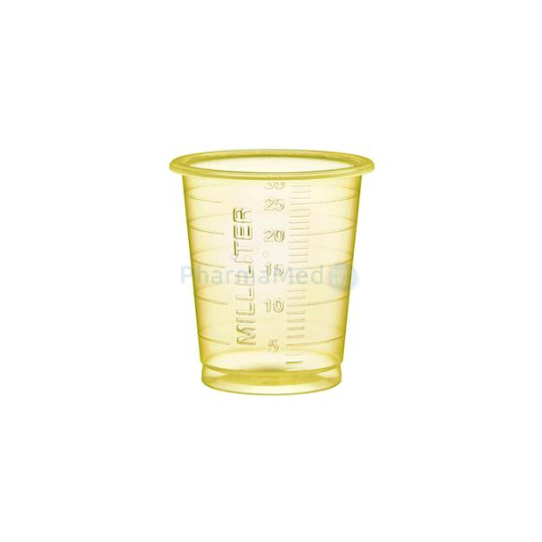 Medicatiecup 30ml hoog/smal - Geel - 60x80st