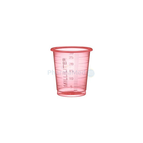 Medicatiecup 30ml hoog/smal - Rood - 60x80st