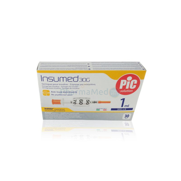 Spuiten PIC insuline 1ml G30 12,7mm- 30st