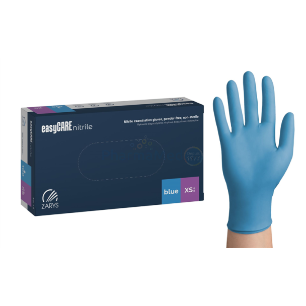 Gants nitrile Easycare bleu sans poudre - XS - 100 pc