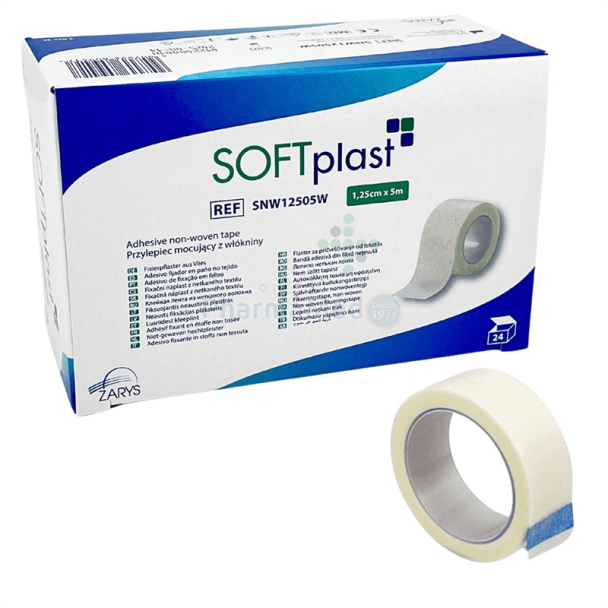 SOFTplast non-woven tape, wit ZARYS 1,25cmx9,14m - 24rollen