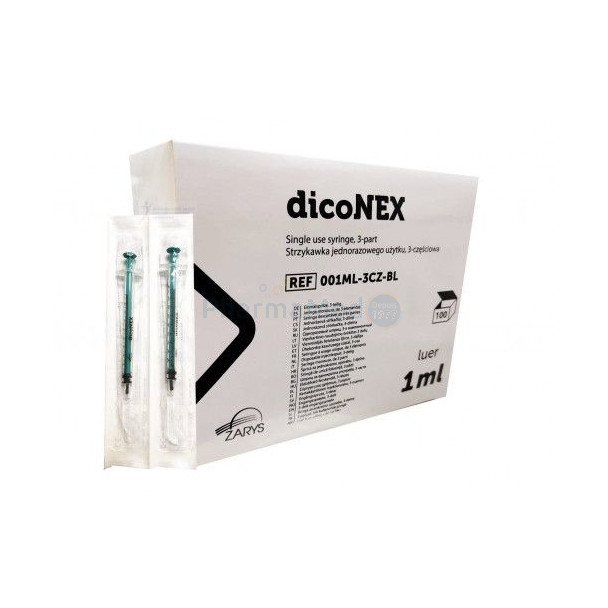 Seringues ZARYS dicoNEX 1ml sans latex /100pc
