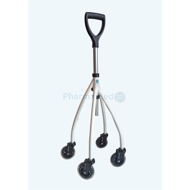 WHEELEO Canne quadripode à roulette - Bleu