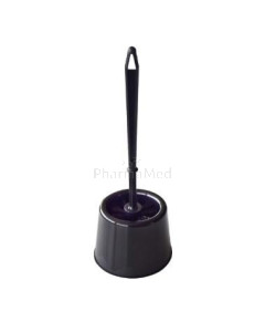 Brosse wc + support noir - modèle rond - 1pc