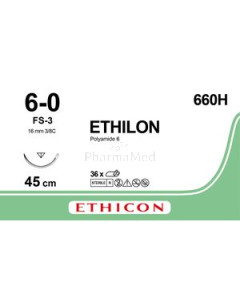 ETHILON 6/0 660H USP FS-3 45cm Zwart - 36draden