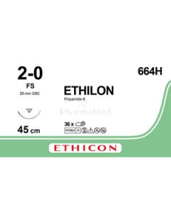 ETHILON 2/0 664H 1xFS 45cm Zwart - 36draden