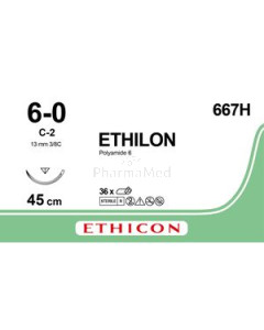 ETHILON 6/0 45cm C-2 667H Noir - 36fils