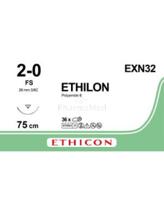 ETHILON 2/0 EXN32 FS-1 75cm Bleu - 36fils