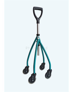 WHEELEO Canne quadripode à roulette Vert