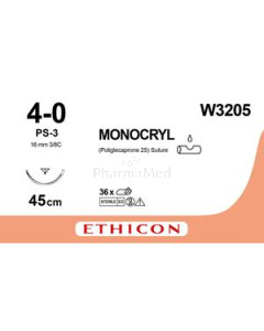 MONOCRYL 4/0 W3205 45cm PS-3 Prime - 12draden