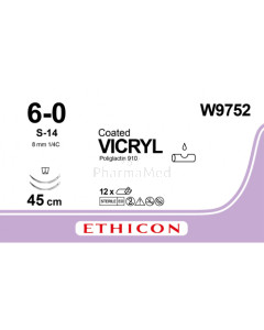 VICRYL 6/0 Coated W9752 S-14 45cm - 12draden