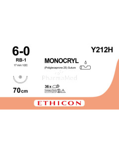 MONOCRYL 6/0 Y212H RB-1 70cm - 36fils