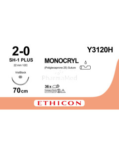 MONOCRYL 2/0 Y3120H SH-1 Plus 70cm - 36draden