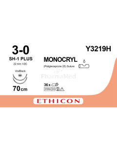 MONOCRYL 3/0 Y3219H SH-1 Plus 70cm - 36draden