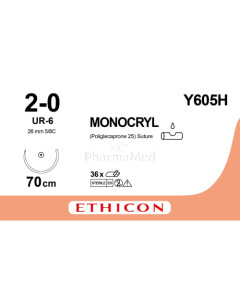 MONOCRYL 2/0 Y605H UR-6 70cm - 36fils