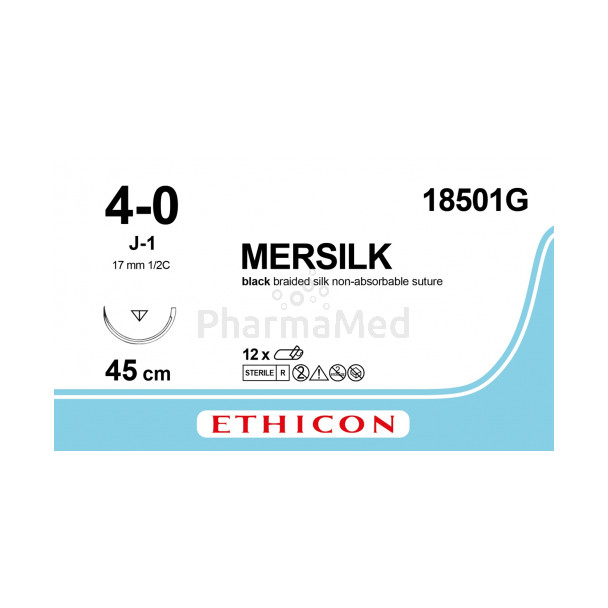 MERSILK 4/0 18501G J-1 45cm - 12draden