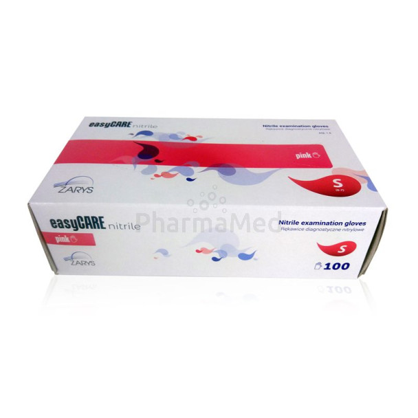 Gants nitrile easyCARE rose SMALL ss poud/100