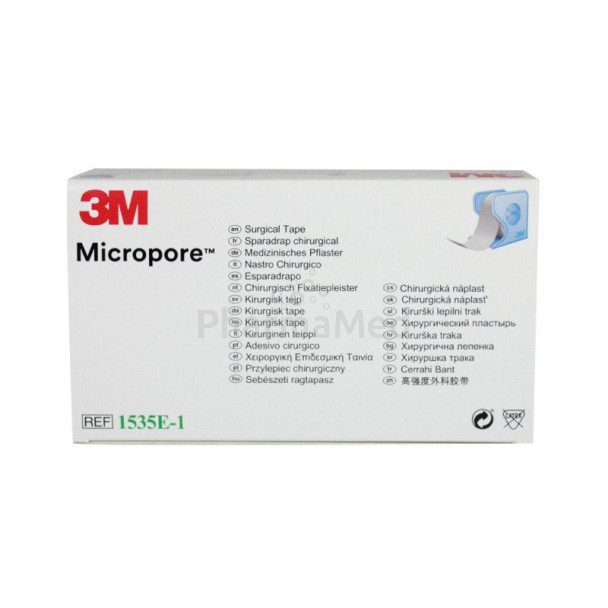MICROPORE sparadraps microporeux - 9,14mx1,25cm - 12 rouleaux + dérouleur