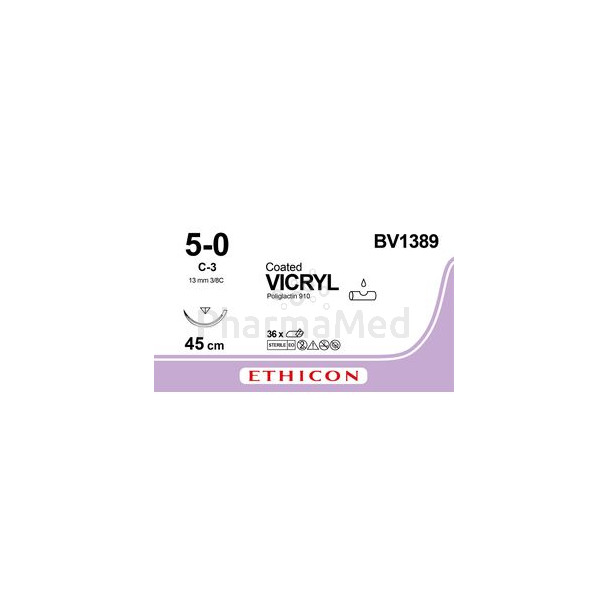 VICRYL 5/0 BV1389 C3 13mm 3/8 45cm M1 - 36draden