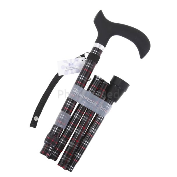 Canne pliante poignée derby Tartan