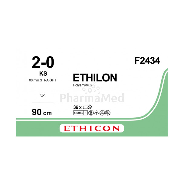 ETHILON 2/0 F2434 KS 90cm - 36draden