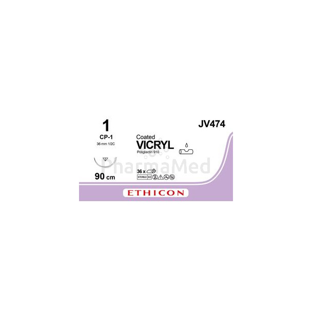VICRYL 1/0 JV474 1-2 36mm 90cm - 36fils