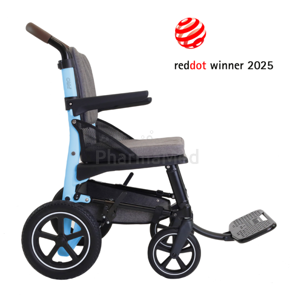 Fauteuil roulant pliant KMINA PRO bleu - petites roues