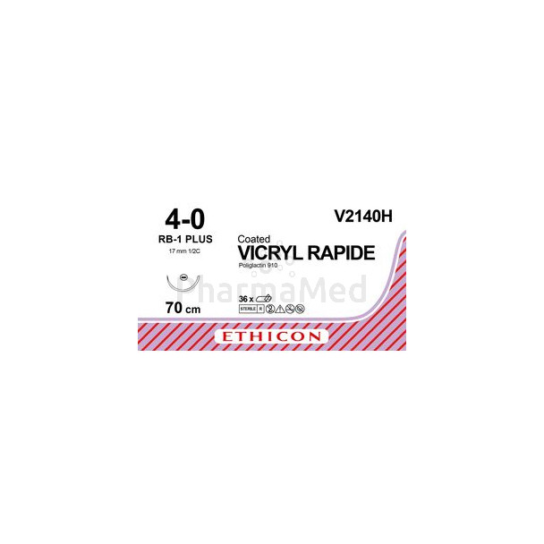 VICRYL USP4/0 V2140H Braided RB-1+ 70cm Kleurloos - 36draden
