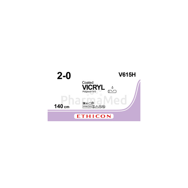 VICRYL 2/0 Coated V615H 140cm - 12draden