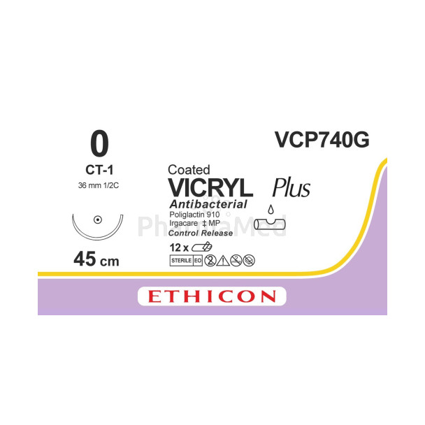 VICRYL PLUS 0 VCP740G CT-1 45cm - 12draden