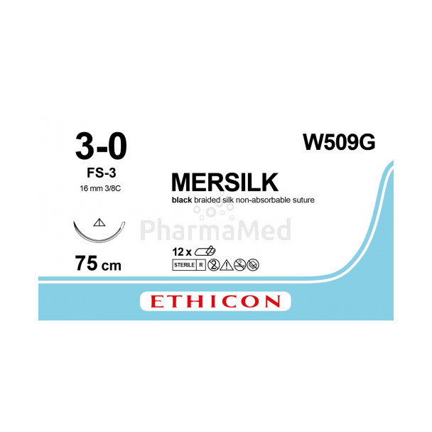 MERSILK 3/0 W509G FS-3 75cm - 12draden