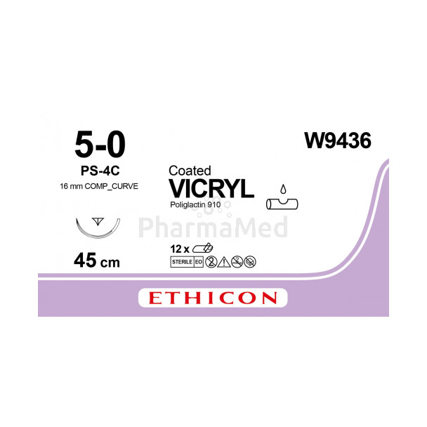 VICRYL 5/0 Coated W9436 PS-4C 45cm - 12draden