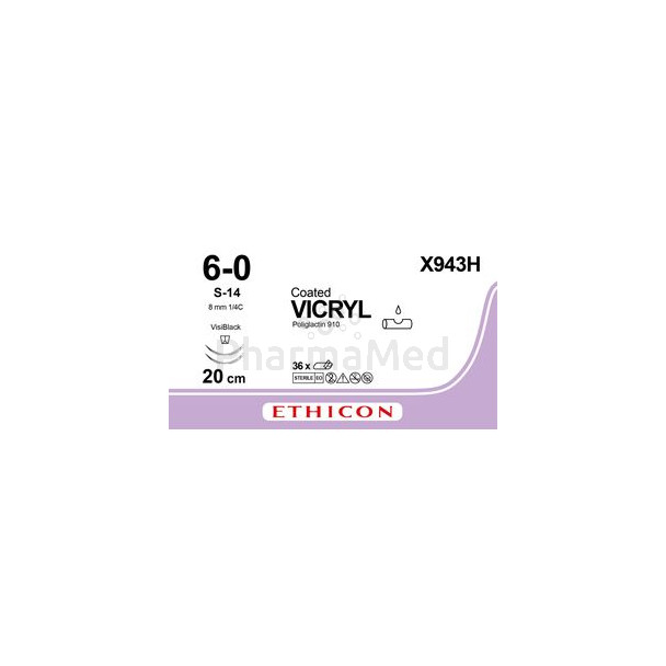 VICRYL 6/0 X943H S-14 20cm - 36draden