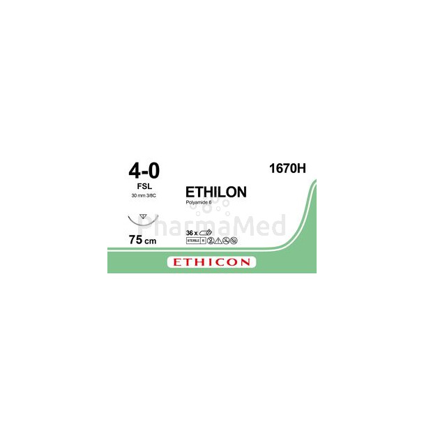 ETHILON 4/0 1670H USPFSL 75cm Bleu - 36fils