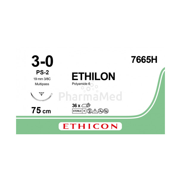 ETHILON 3/0 7665H PS-2 75cm - 36draden