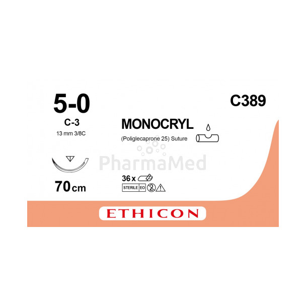 MONOCRYL 5/0 C389 C-3 70cm - 36draden