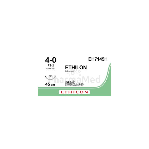 ETHILON 4/0 EH7145H FS-2 M1.5 45cm Noir - 36fils