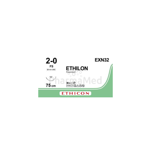 ETHILON 2/0 EXN32 FS-1 75cm Bleu - 36fils