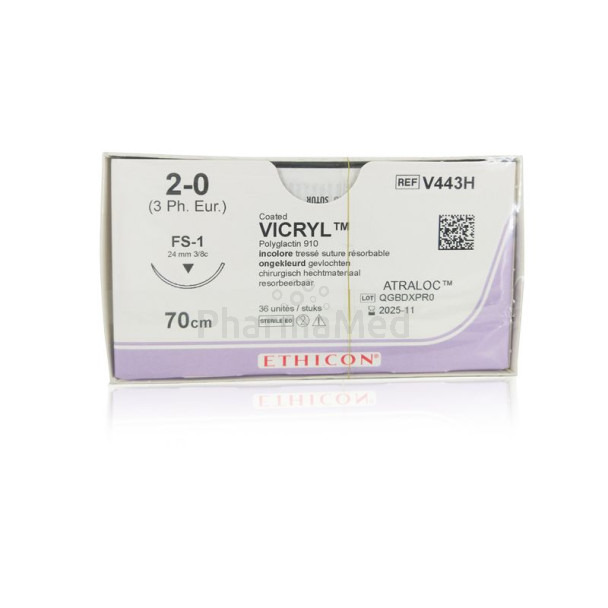 VICRYL 2/0 V443H 3-8 24mm 75cm - 36fils