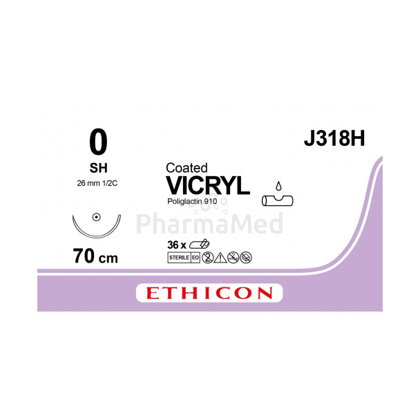 VICRYL 0 Coated J318H SH 8 70cm - 36draden