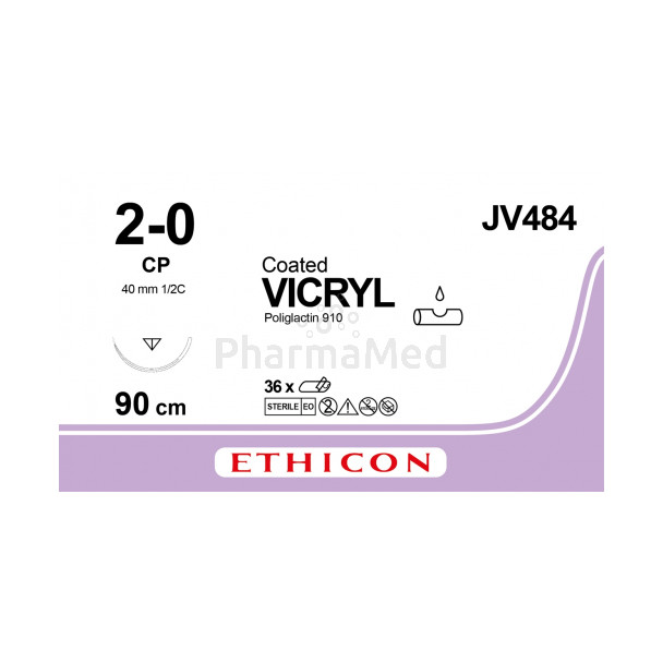 VICRYL 2/0 Coated JV484 CP 90cm - 36draden