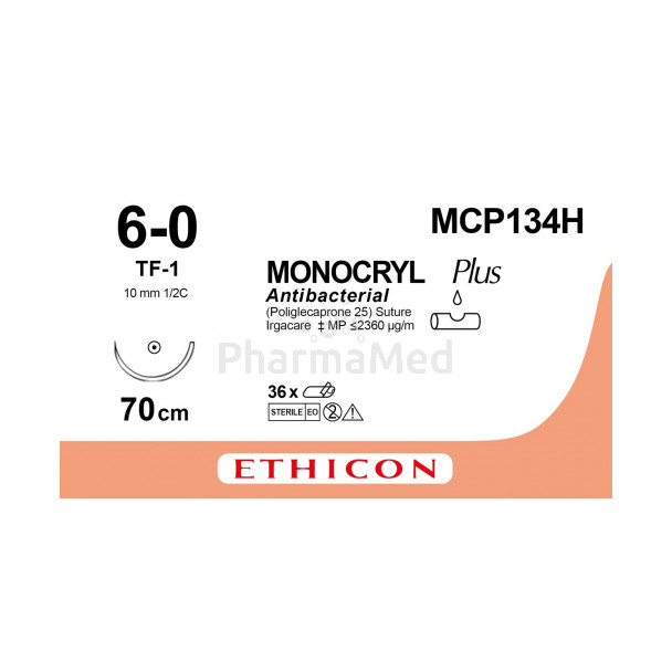 MONOCRYL 6/0 Plus MCP134H TF-1 70cm - 36fils