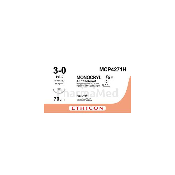 MONOCRYL USP3/0 + MCP4271H PS-2 Prime 19mm 70cm - 36fils