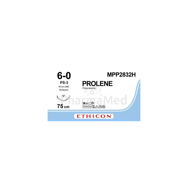 PROLENE 6/0 MPP2832H 75cm PS-2 Bleu - 36fils